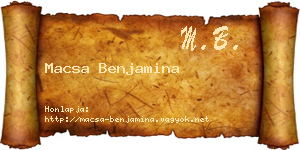 Macsa Benjamina névjegykártya